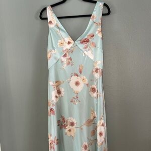 a new day Floral Maxi Dress in Soft Blue and Beige
